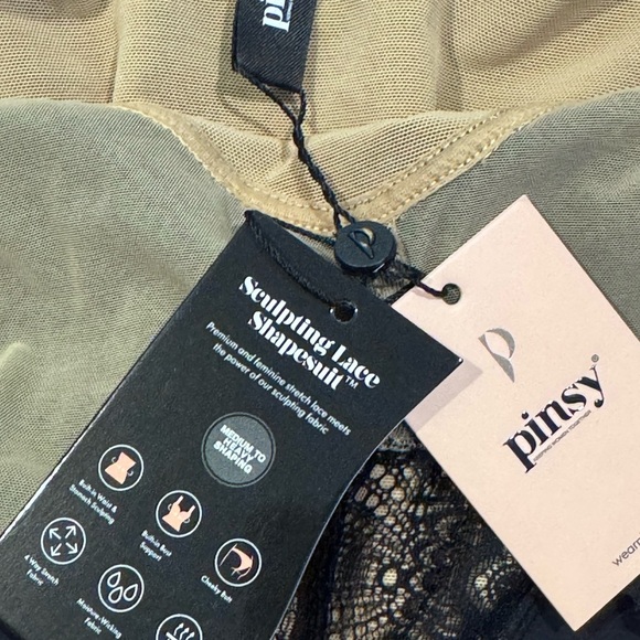 Pinsy Black Sculpting Lace shapesuit Black/nude Womens  Size XL NWT - Picture 6 of 8